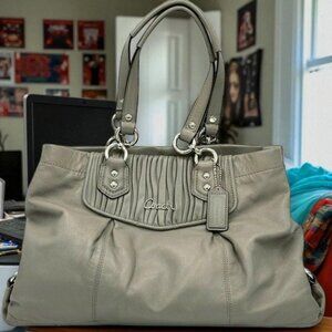 Coach Vintage Ashley Gray Leather Ruched Shoulder Bag #F19425